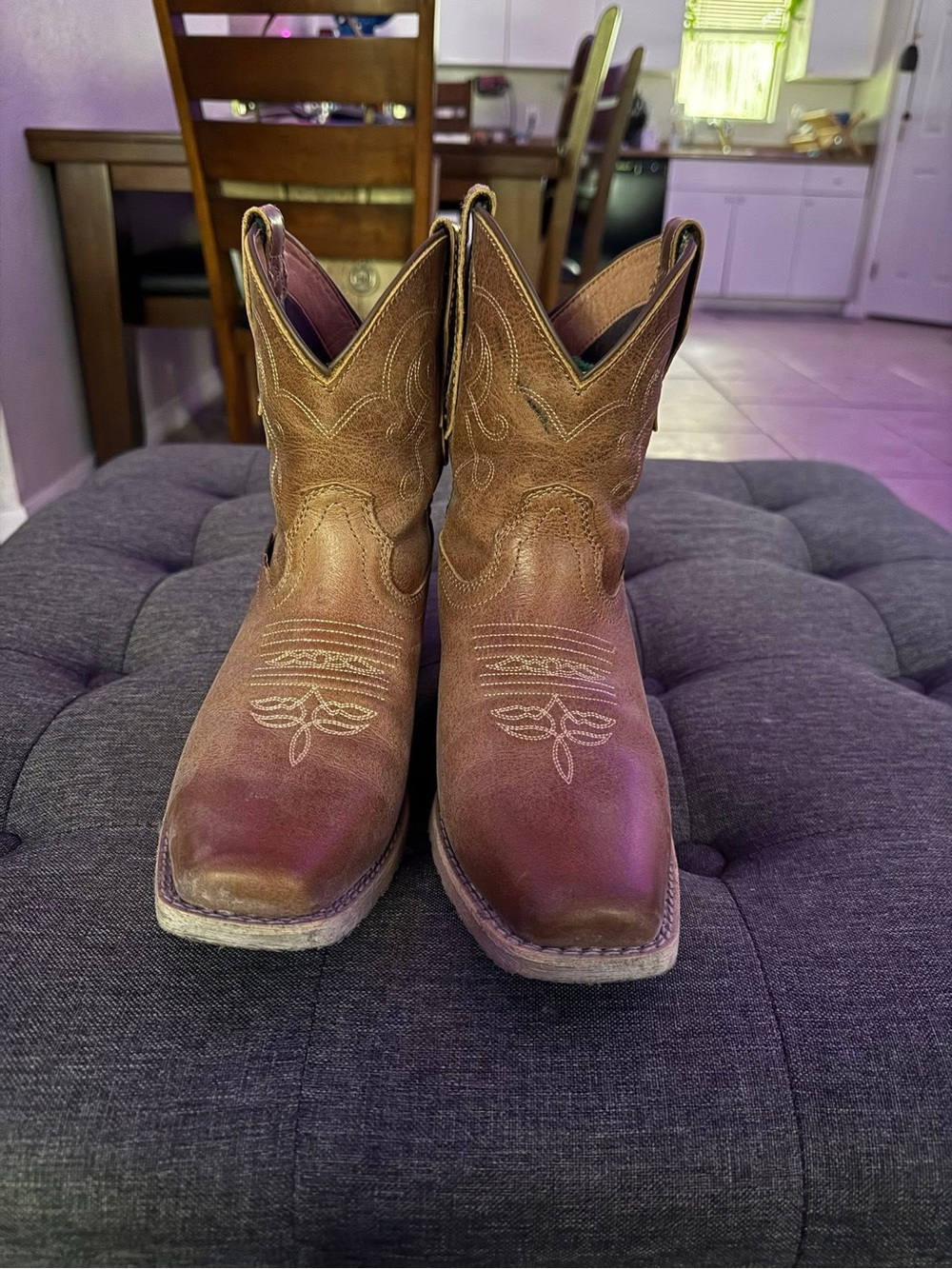 Women's Brown Leather Western Ankle Booties